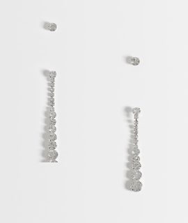 ONLY ONLY 2-pack long drop earrings in silver with studs