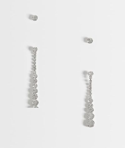 ONLY ONLY 2-pack long drop earrings in silver with studs