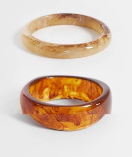 ONLY ONLY 2-pack resin bangles in brown tones