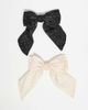 ONLY ONLY 2-pack rhinestone details bow hair clip in cream-White - 1