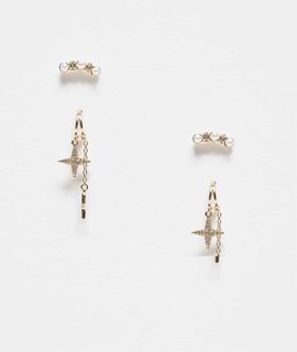 ONLY ONLY 2-pack star earrings in gold