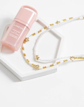 ONLY ONLY 2-pack starfish beaded necklaces in white and gold-Multi