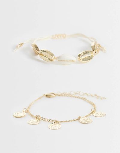 ONLY ONLY 2-pack summer charms bracelets in gold