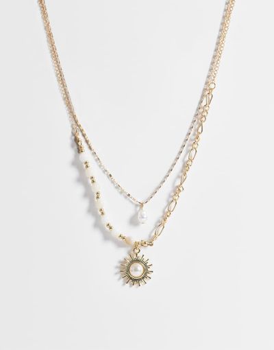 ONLY ONLY 2-pack sun necklaces in gold