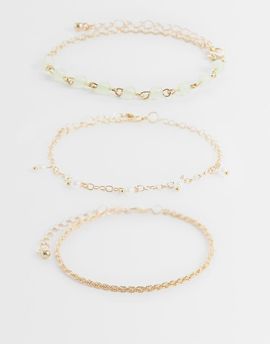 ONLY ONLY 3-pack charms bracelets in gold