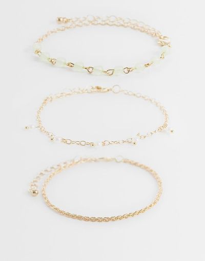 ONLY ONLY 3-pack charms bracelets in gold