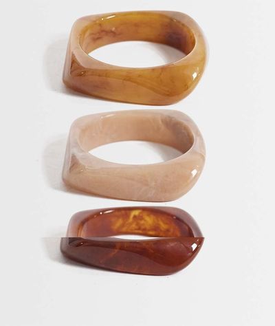 ONLY ONLY 3-pack resin bangles in brown tones