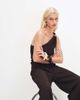 ONLY ONLY asymmetric crinkled textured top in dark brown - part of a set - 1