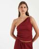 ONLY ONLY asymmetric crinkled textured top in dark red - part of a set - part of a set - 1
