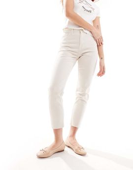 ONLY ONLY Blush mid rise skinny raw hem ankle length jeans in white denim