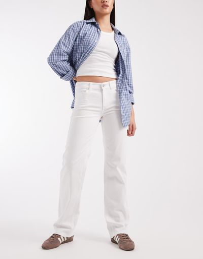 ONLY ONLY Blush mid waist straight leg jeans in white