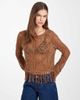 ONLY ONLY boho fringe detailing crochet top in brown - 1