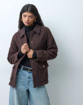 ONLY ONLY borg jacket in dark brown