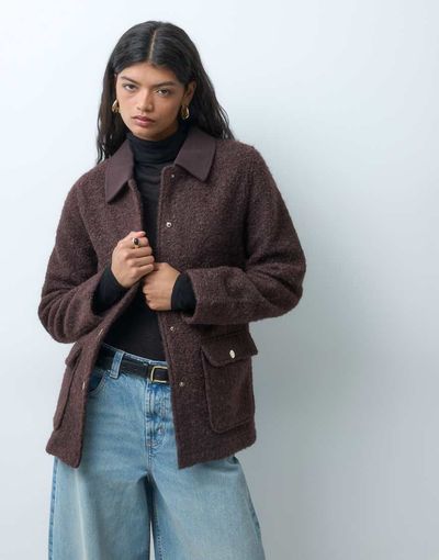 ONLY ONLY borg jacket in dark brown