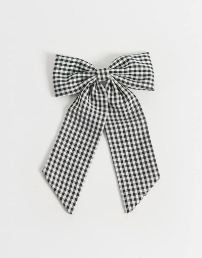 ONLY ONLY bow hair clip in black & white gingham