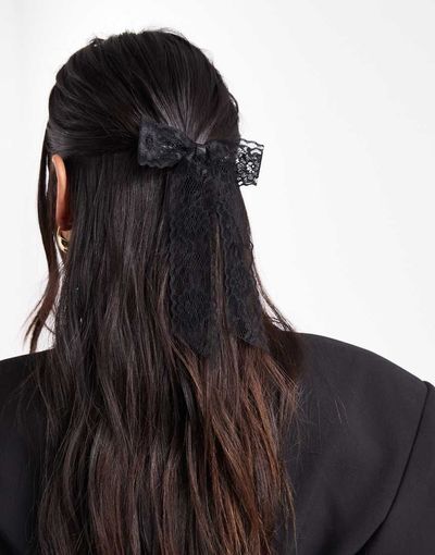 ONLY ONLY bow hair clip in black lace