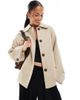 ONLY ONLY boxy short trench coat in beige-Neutral - 1