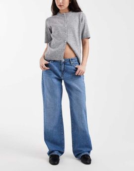 ONLY ONLY Britney low waist straight leg jeans in mid blue