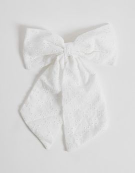 ONLY ONLY broderie bow hair clip in white