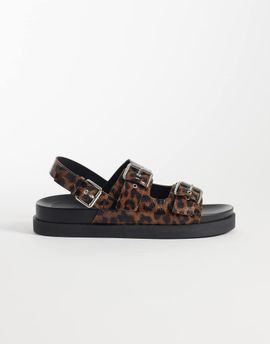 ONLY ONLY buckle sandals in leopard print-Brown