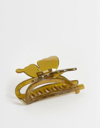 ONLY ONLY butterfly hair clip in olive green