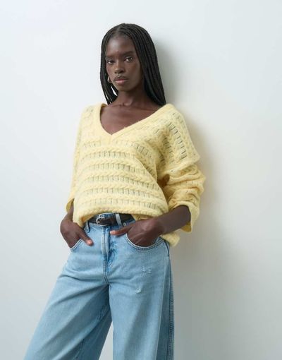 ONLY ONLY cable knit sweater in light yellow