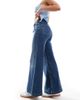 ONLY ONLY California mid waist super wide leg jeans in dark blue denim - 2