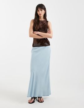 ONLY ONLY chambray denim maxi skirt in light blue