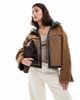 ONLY ONLY chunky teddy short jacket in brown - 1