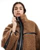 ONLY ONLY chunky teddy short jacket in brown - 2