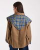 ONLY ONLY contrast sleeve trench with matching scarf in tan & blue check-Neutral - 4
