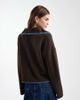 ONLY ONLY contrast stitch knit polo shirt in chocolate brown - 3