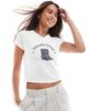 ONLY ONLY cowboy boots print baby tee in white - 1