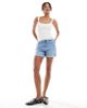 ONLY ONLY cuffed hem stretch denim shorts in light blue wash - 1