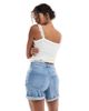 ONLY ONLY cuffed hem stretch denim shorts in light blue wash - 4