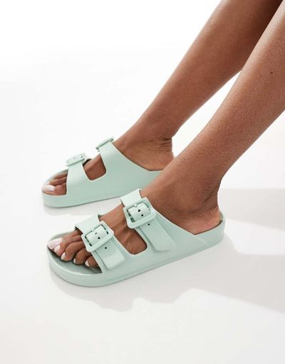 ONLY ONLY double strap sandals in sage-Green