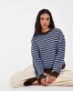 ONLY ONLY drop shoulder knit sweater in brown & blue stripes - 1