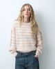 ONLY ONLY drop shoulder knitted sweater in light pink stripes - 1