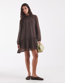 ONLY ONLY dropped waist mini dress in brown