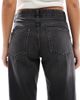 ONLY ONLY Ella mid waist fold up jeans in washed black-Brown - 4