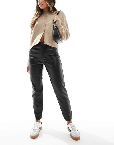 ONLY Only Emily faux leather ankle pants in black