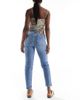 ONLY Only Emily high waisted straight leg jeans in mid blue - 2