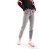 ONLY Only Emily high waisted straight leg jeans with raw hem in gray - 1