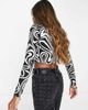 ONLY Only exclusive keyhole top in black & white marble-Multi - 2