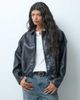 ONLY ONLY faux leather bomber with bubble hem in black - 1