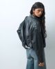 ONLY ONLY faux leather bomber with bubble hem in black - 2
