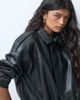ONLY ONLY faux leather bomber with bubble hem in black - 4
