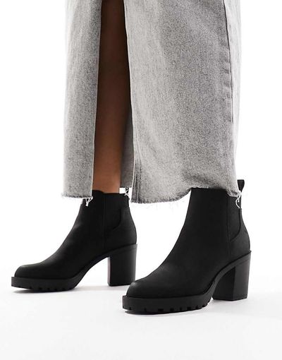 ONLY ONLY faux leather heeled boot in black