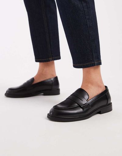 ONLY ONLY faux leather loafers in black