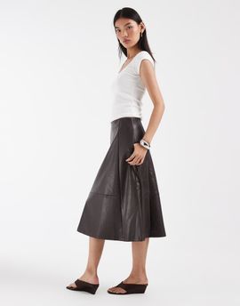 ONLY ONLY faux leather maxi skirt in brown
